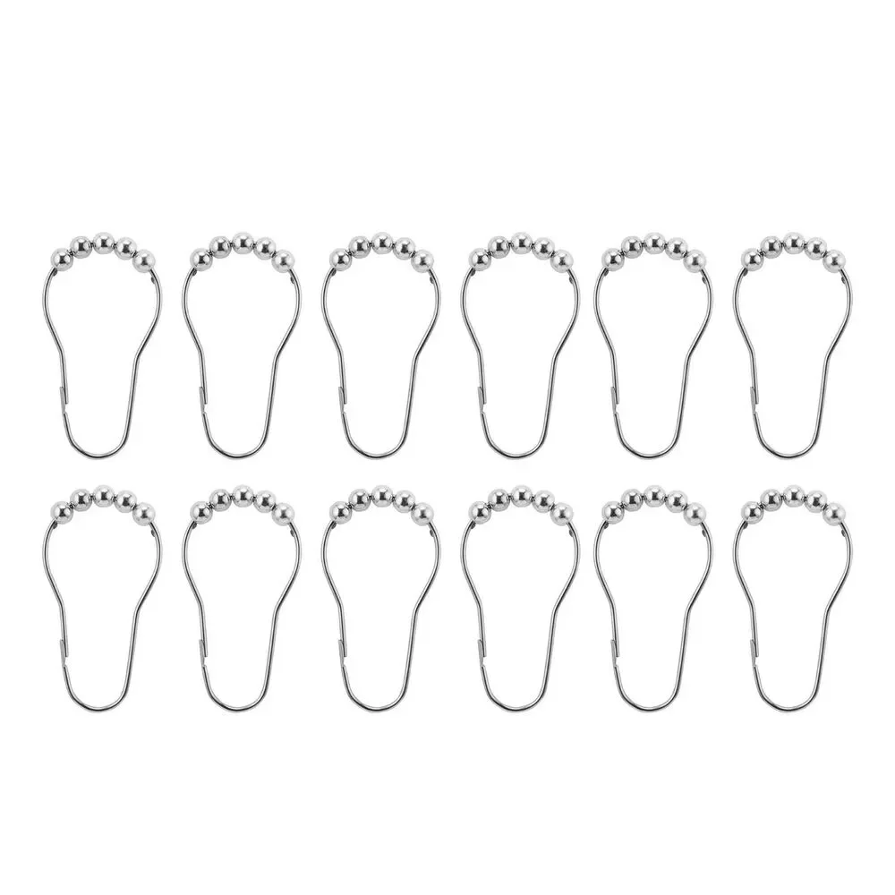 Green Botanical Fabric Shower Curtain with Metal Roller Hooks 13-pc Bath NEW